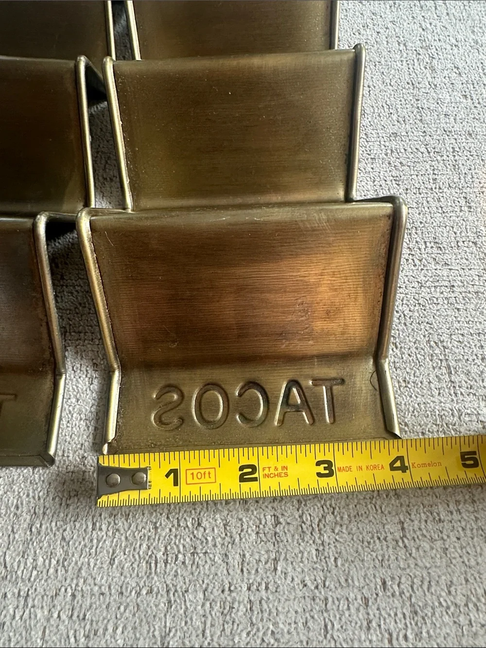 Vintage Mid-Century Modern Solid Brass Taco Holder Stands - Set of 2
